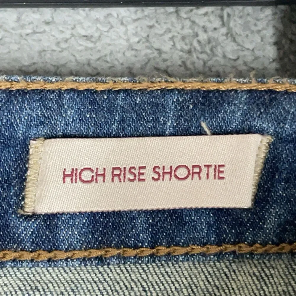 Eunina Denim Shorts Womens Size S High Rise Shortie Button Fly Distressed Cuffed